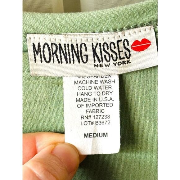 Morning Kisses New York Women’s Size Medium Honeydew Tiered Mini Swing Dress - Picture 8 of 10